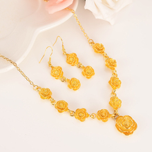 women Jewelry set  Gold filled rose Pendant flower Necklaces/Earrings  pendant African Bridal Habesha Ethiopia Wedding girl Gift 2024 - buy cheap
