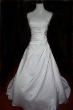 Satin A Line Bridal Gown Cheap Wedding Dresses With Beads Strapless Classic Bride Dress Custom Size/Color 2024 - buy cheap