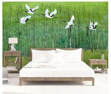 Papel de parede foto personalizada para paredes 3 d murais europeus pintados à mão madeira verde fresca, papel de parede de ganso para decoração da sala de estar 2024 - compre barato