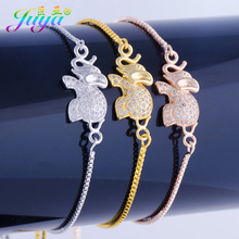 2017 Fashionable Copper Zircon Animals Elephants Connector Charms With Adjustable Chains Women's Fashion Bracelets 2024 - buy cheap