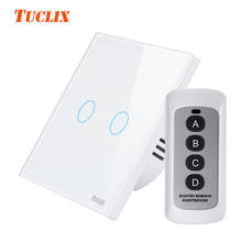 TUCLIX EU/UK Standard Touch Switch 2 Gang 1 Way Wall Light Touch Switch-Crystal Glass Switch Panel white 2024 - buy cheap