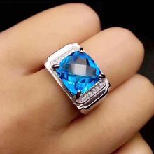 Free shipping Natural Topaz Ring 925 sterling silver Wholesales Fine jewelry Natural Topaz Man Ring 10*10mm 2024 - buy cheap