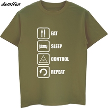 Hot Sale Fashion Summer Eat Sleep Control Repeat  Men's T Shirt Cotton Short Sleeve Tee Shirt Harajuku 2024 - buy cheap