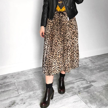 Fanco saia vintage com estampa de leopardo, saia plissada feminina estilo punk rock coreano, com cordão elástico na cintura 2024 - compre barato