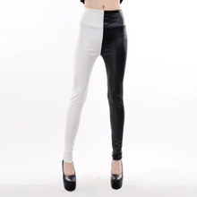 Leggings de cintura alta elástica costura de couro falso calças cortadas leggings femininas jeggings l1092 2024 - compre barato