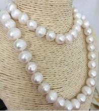 Frete grátis >>>> nobre jóias naturais de Água Doce bela 12-13mm barroco branco pérola colar de mulheres DIY venda quente 2024 - compre barato