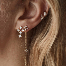 4 Pcs/Set Bohemian Cross Flower Water Drops Crystal Chain Pendant Gold Earrings Womens Charm Wedding Stud Earrings Set 2024 - buy cheap