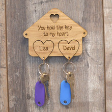 custom heart Wooden Keyrings Family Keyring Hanger Hooks for Keys Housemoving New Home Christmas valentine Present Gift favors 2024 - buy cheap