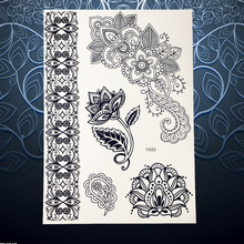 Pegatina de tatuaje temporal de Henna negra de alta calidad, brazalete de flores grande, tatuaje tótem indio, pulsera de pasta, PBY022, Pintura Artística corporal 2024 - compra barato
