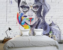 Beibehand-papel de parede personalidade 3d, colorido, sexy, figura, pintura a óleo, bela, tijolo, parede, decoração 2024 - compre barato
