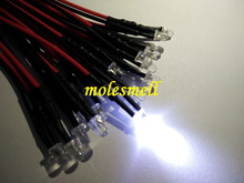 50pcs 3mm 24v water clear White round LED Lamp Light Set Pre-Wired 3mm 24V DC Wired 2024 - buy cheap