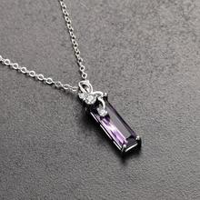 Top Quality Silver Plated Women Clavicle Necklace Jewelry Vintage Cubic Zirconia Purple Rectangle Pendant Necklace Girls Bijou 2024 - buy cheap