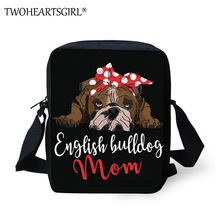 Twoheartsgirl moda feminina mensageiro sacos inglês bulldog imprime crossbody saco das senhoras meninas casuais pequenas bolsas de ombro do sexo feminino 2024 - compre barato