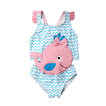 Novidade roupa de praia infantil meninas bebê criança uma peça desenho biquíni roupa de banho 2024 - compre barato