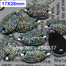 Free Shipping, 50pcs/Lot, 17*28mm All-star Metallic Peridot sew on teardrop flat back resin sew on stones 2024 - buy cheap