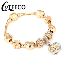 CUTEECO-pulsera con abalorio de corona de cristal real para mujer, brazalete con cadena de serpiente, Color dorado, nuevo estilo 2024 - compra barato