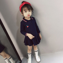 Toddler Dresses 2019 Autumn Girls Long Sleeve Cherry Embroidery Pleated Casual Party Dress Children Cotton Dress 2-7Yrs Costumes 2024 - buy cheap