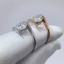 Anillo de diamantes de moissanita de oro de 18K y 750Au, 100%, VVS de color D con certificado nacional MO-H100106 2024 - compra barato
