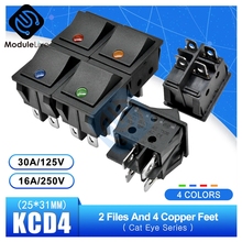 KCD4 Rocker Switch Power 25*31mm Touch On/off Ship Type Switch Cat eyes 2 Files Positions 4 Pin with light 16A 250V 30A 125V Cap 2024 - buy cheap