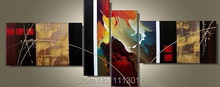 New Hot Modern Picture for Living Room Line Landscape Letter Oil Painting On Canvas 4 Panel Arts Sets Home Abstract Wall Decor 2024 - buy cheap