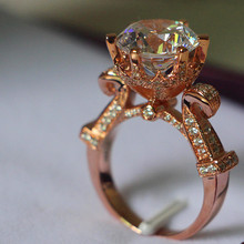 4Carat Solid 18K Rose Gold Oxhead Style Vogue Simulate Diamond Women Wedding Ring Anel Zelda Feminino Ring For Women 2024 - buy cheap
