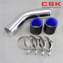 45 degree 63mm 2.5" Aluminum Turbo Intercooler Pipe Piping+silicon hose+ t bolt clamps Black 2024 - buy cheap