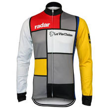 men cycling jersey retro long sleeve winter fleece or thin bike clothing classic bicycle wear can customized 2024 - buy cheap