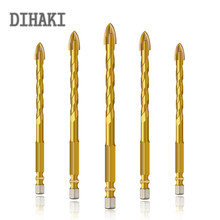 5mm/6mm/8mm/10mm/12mm Ceramic Tile Glass Titanium Plated Drill Bits 6.35mm Hex Shank Set Power Tools Cross Triangle Drill 2024 - buy cheap