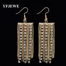 YFJEWE-pendientes de borla de cristal para mujer, gancho para la oreja elegante que combina con todo, aretes de garra de diamantes de imitación, joyería al por mayor E231 2024 - compra barato