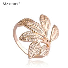 Korea Shinning Leaves Zircon Finger Rings Women Big Wide Micro Aros Wedding Bridal Party Bague Rhodium Gold color Anillo Bijoux 2024 - buy cheap