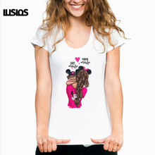 Женская футболка с принтом LUS LOS Mother's Love, летняя белая футболка в Корейском стиле 2024 - купить недорого