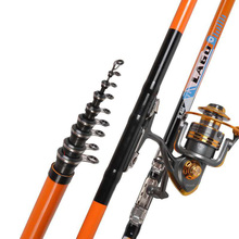 New design orange carbon spinning fishing rod 2.7 3.6 4.5 5.4 6.3m telescopic rock fishing rod  sea pole travel hand rod 2024 - buy cheap