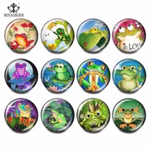 ROYALBEIER 12pcs/lot Mix Frog Patterns Glass Beads Fit 18mm Snap Button DIY Women Charm Bead For Bracelets Jewelry Making KG0030 2024 - buy cheap