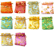 10pcs 7x9 Wedding Decoration Organza Jewelry Bags Gold/Silve Mixed Color Candy Gift Bags Party Wedding Favors Packaging 2024 - купить недорого
