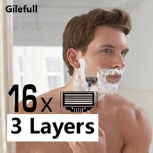 16pcs/lot High quality Razor Blades for Men Face Care,3 layers Shaving Razor Blade Suit For  Mach3 Handle 2024 - buy cheap