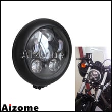 Faro delantero Universal LED para motocicleta Harley, Honda, Yamaha, proyector, Bobber, Chopper, Cafe Racer, color negro 2024 - compra barato