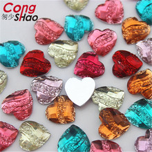 Cong Shao 200 шт 12 мм Случайные Смешанные цвета в форме сердца стразы из смолы камни и кристаллы DIY свадебное платье украшение CS155B 2024 - купить недорого