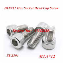 500pcs M1.4*12 Hex socket head cap screw, DIN912 304 stainless steel Hexagon Allen cylinder bolt, cup screws 2024 - buy cheap