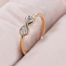 Cute Female Small White Bowknot Ring Crystal Rose Gold Color Party Wedding Ring Boho Promise Engagement Rings For Women 2024 - buy cheap