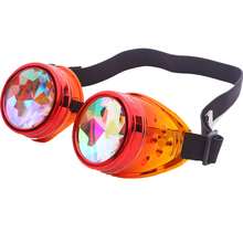 FLORATA Steampunk Goggles Kaleidoscope Rainbow Crystal Lenses Cosplay Vintage Glasses Welding Men Women Gothic Cool Eyewear 2024 - buy cheap