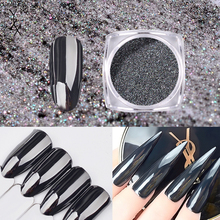 YZX 1 коробка волшебный зеркальный эффект ослепительный черный блестящий порошок для ногтей сверкающий хромовый пигмент крошечная пыль сделай сам украшения для дизайна ногтей 2024 - купить недорого
