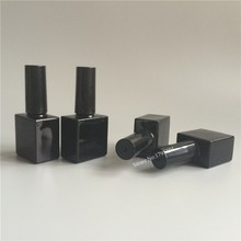 Frasco de esmalte para unha 2 tamanhos 10ml, vazio, uv, preto, quadrado, pequena, recipiente para arte de unha, frasco de óleo de vidro 2024 - compre barato