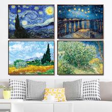 Cuadros artísticos de pared para decoración del hogar, póster impreso para sala de estar, pinturas en lienzo de los Países Bajos, Vincent van Gogh, cielo estrellado 2024 - compra barato