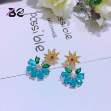 Be 8 Luxury Design Charming Crystal Flower Full Zirconia Stud Earrings for Woman Fashion Jewelry Party Brincos Femin E614 2024 - buy cheap