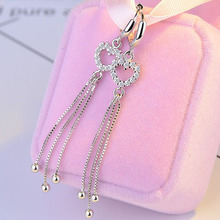 KOFSAC New Shiny Zircon Heart Long Tassel Dangler Earring Fashion 925 Silver Earrings For Women Ear Line Jewelry Gifts Brincos 2024 - buy cheap