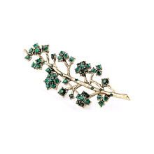 Summer Style Shiny Leaves Brooches Pin Crystal Rhinestone Brooch Retro Green Brooch Pin for Women Brooches 2024 - buy cheap