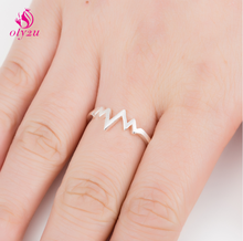 Oly2u-anillo abierto Punk geométrico Irregular para parejas, sortijas románticas ECG Heartbeat, regalo de aniversario 2024 - compra barato