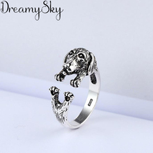 Personality Punk Retro Silver Color Dog Rings For Women Simple Ladies Adjustable Size Ring Wedding Jewelry Anillos 2024 - buy cheap