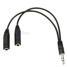1 PC 3.5mm Male to 2 Dual Female Plug Jack Audio Stereo Headset Mic Splitter Cable-U1JA 2024 - buy cheap