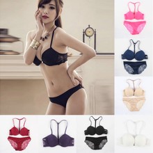 New Shelves Ladies 3/4 Cup Front Closed Steel Ring push-up Bra Front Buckle Y-shaped Beauty Back Bra +underwear Set F2 2024 - buy cheap